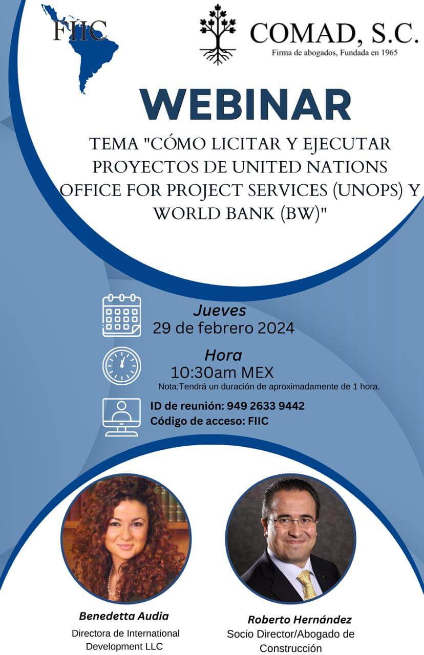 FIIC webinar - how to tender and execute projects of the united nations office for project services (unops) and the world bank